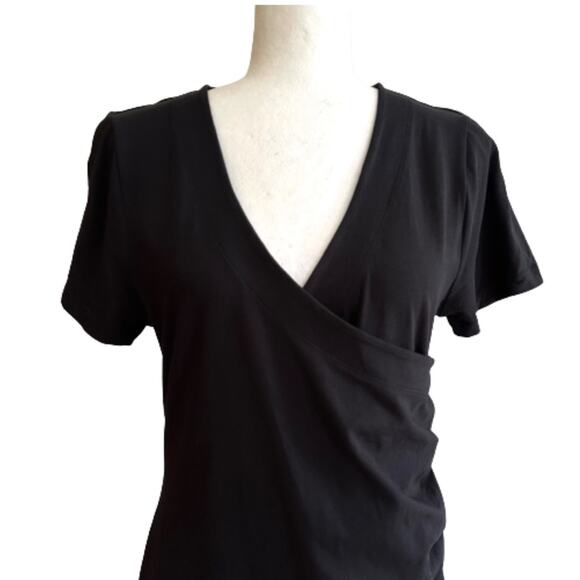 Soft Surroundings Dress Black Shapely Anywhere Short Sleeve Ruched Small - Picture 3 of 12